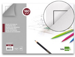 Bloc dibujo Liderpapel Lineal encolado 230x325mm. 20 hojas 180g/m² con recuadro perforado